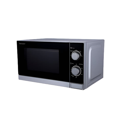 ميكروويف شارب 20 لتر سولو 800 وات سيلفر مع 5 مستويات طاقة ووظيفة إذابة الثلج، تصميم عملي وضمان سنتين – Sharp Microwave 20L Silver R-20CR(S).