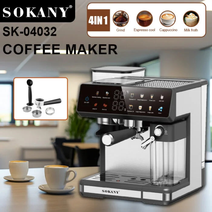 ماكينه قهوه اسبريسو SK-04032 1800 وات 2.6 لتر مضخة 20 بار وفوم حليب – Espresso coffee machine 1800W 2.6L 20 bar pump milk frother