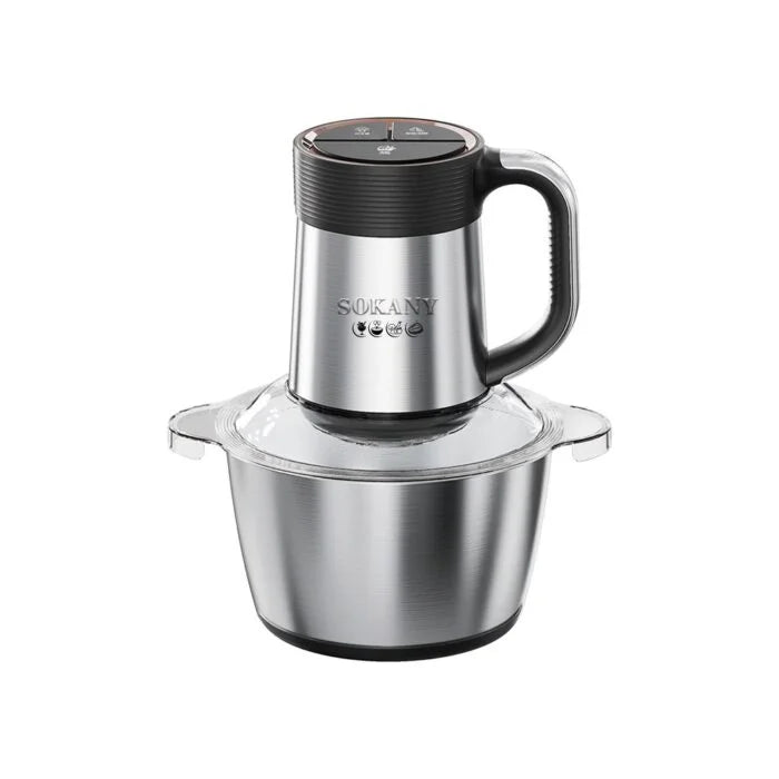 كبة سوكاني 400 وات استانلس 2 لتر بثلاث سرعات و6 شفرات لفرم الطعام بكفاءة مع ضمان عام وتوصيل سريع | Sokany chopper 400W stainless steel.