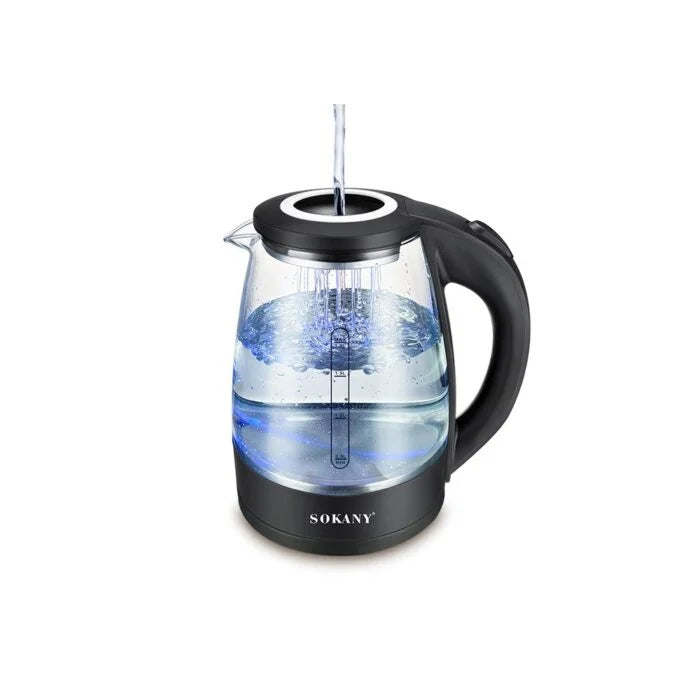 غلايه زجاج سوكانى 1.8 لتر 1500وات لتسخين المياه بسرعة – Sokany Glass Kettle 1.8L 1500W for quick boiling and hot drinks preparation at home.