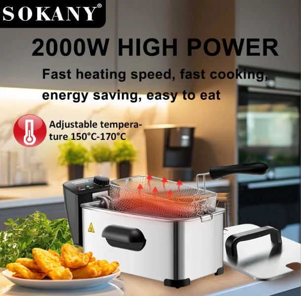 قلايه سوكانى زيت SK-10075 سعة 3.5 لتر وقدرة 2000 وات مع تحكم حراري عملي – Sokany Oil Fryer 3.5L 2000W with adjustable temperature control.