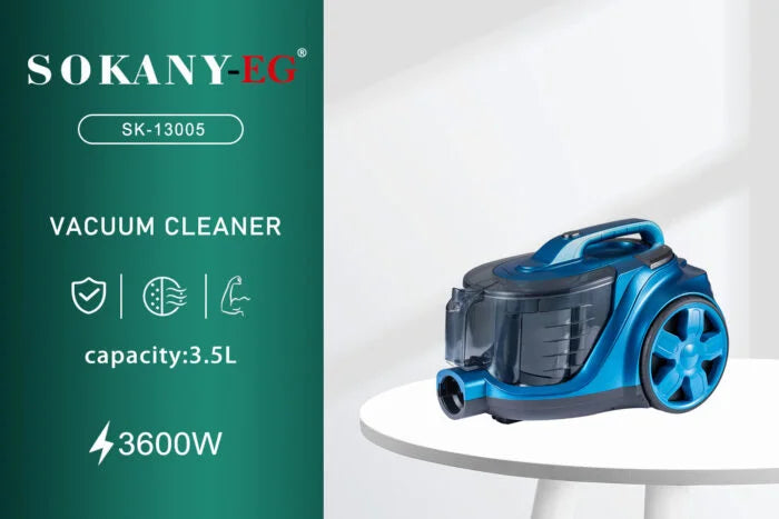 مكنسة سوكاني SK-13003/SK-13005 3.5 لتر 3600 وات لتنظيف المنزل بسهولة مع توصيل متاح وضمان عام. | Sokany Vacuum SK-13003/SK-13005 3.5L 3600W with delivery and 1 year warranty.