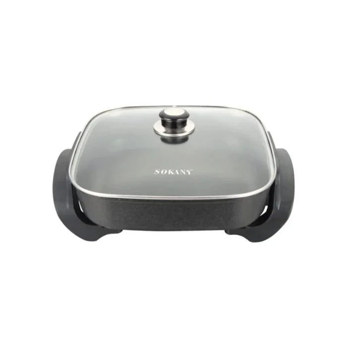 جرل سوكانى SK-2005 حلة بغطاء زجاج 1500 وات مع 5 مستويات حرارة وسطح تيفال مع توصيل متاح وضمان عام. | Sokany Grill Pot SK-2005 1500W with glass lid and non-stick surface,