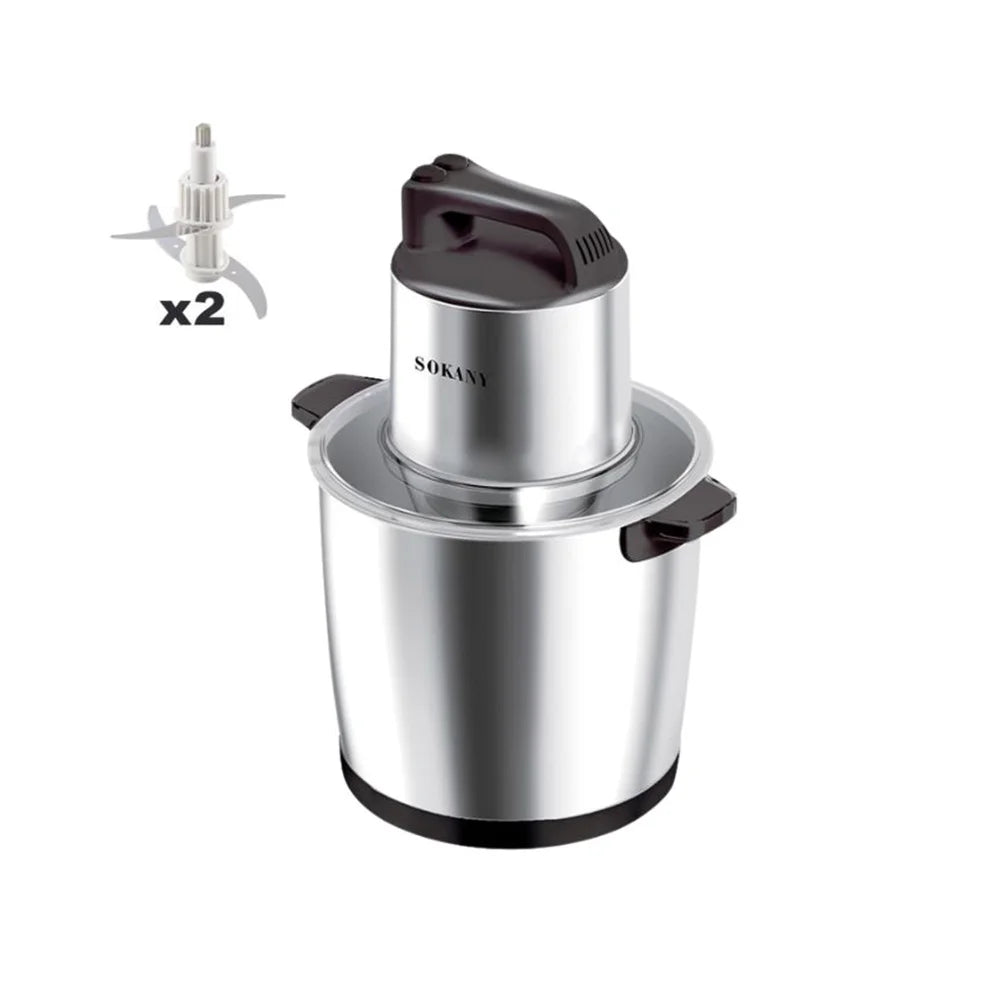 كبة سوكاني 10 لتر 2000 وات استنالس بسرعتين و4 شفرات لتحضير كميات كبيرة مع ضمان وتوصيل سريع | Sokany chopper 10L 2000W stainless steel.