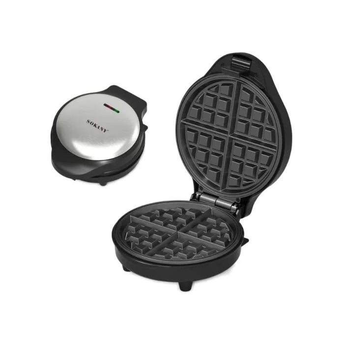 وافل سوكانى 750وات لتحضير وافل ذهبي بسهولة بسطح غير لاصق وتسخين سريع – Sokany waffle maker 750W for quick and easy waffle with non stick plates.