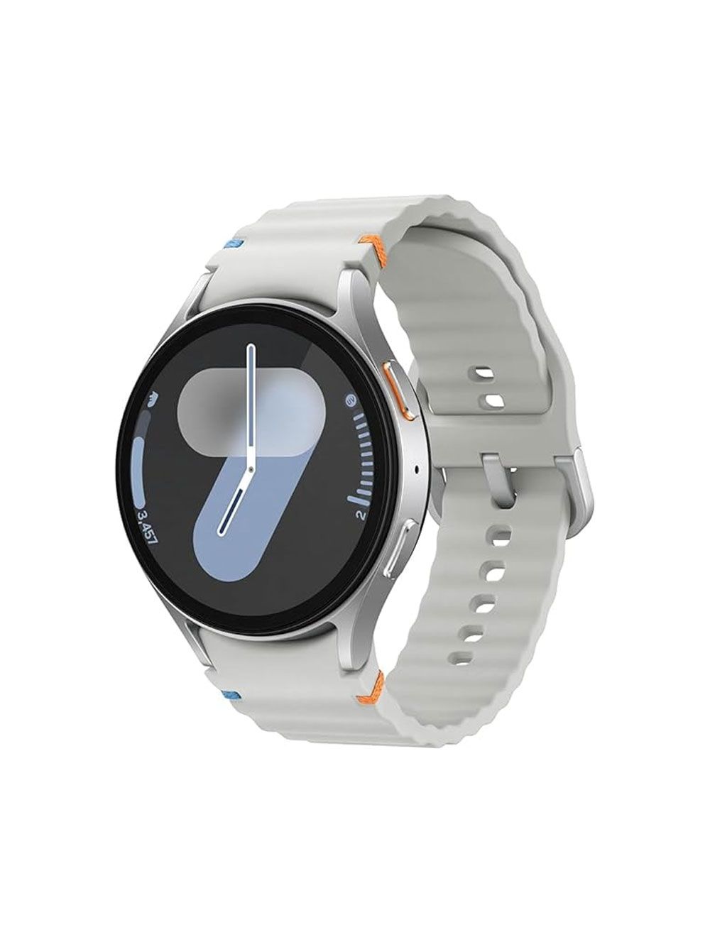 ساعة سامسونج جلاكسي Watch 7 - فضي، شاشة 1.5 بوصة، بطارية 425 مللي أمبير، بلوتوث وتتبع لياقة ذكي. Galaxy Watch 7 Silver 44mm with smart tracking & Bluetooth.