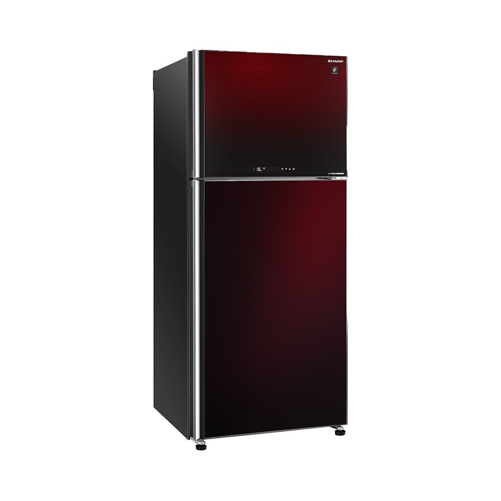 ثلاجة شارب انفرتر نوفروست 396 لتر سيلفر/أسود/أحمر Sharp 396L inverter frost-free refrigerator with touch control and 10 years warranty.