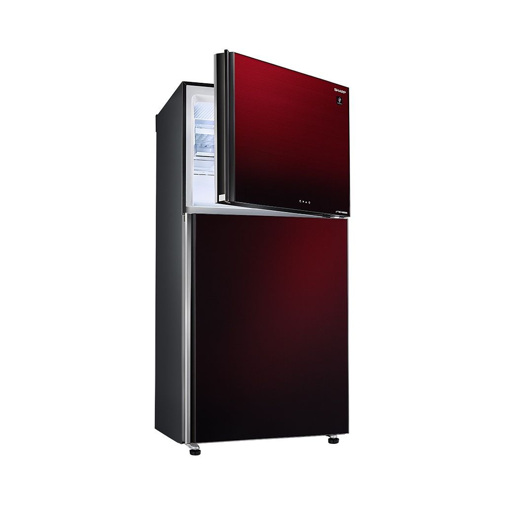 ثلاجة شارب انفرتر نوفروست 396 لتر سيلفر/أسود/أحمر Sharp 396L inverter frost-free refrigerator with touch control and 10 years warranty.