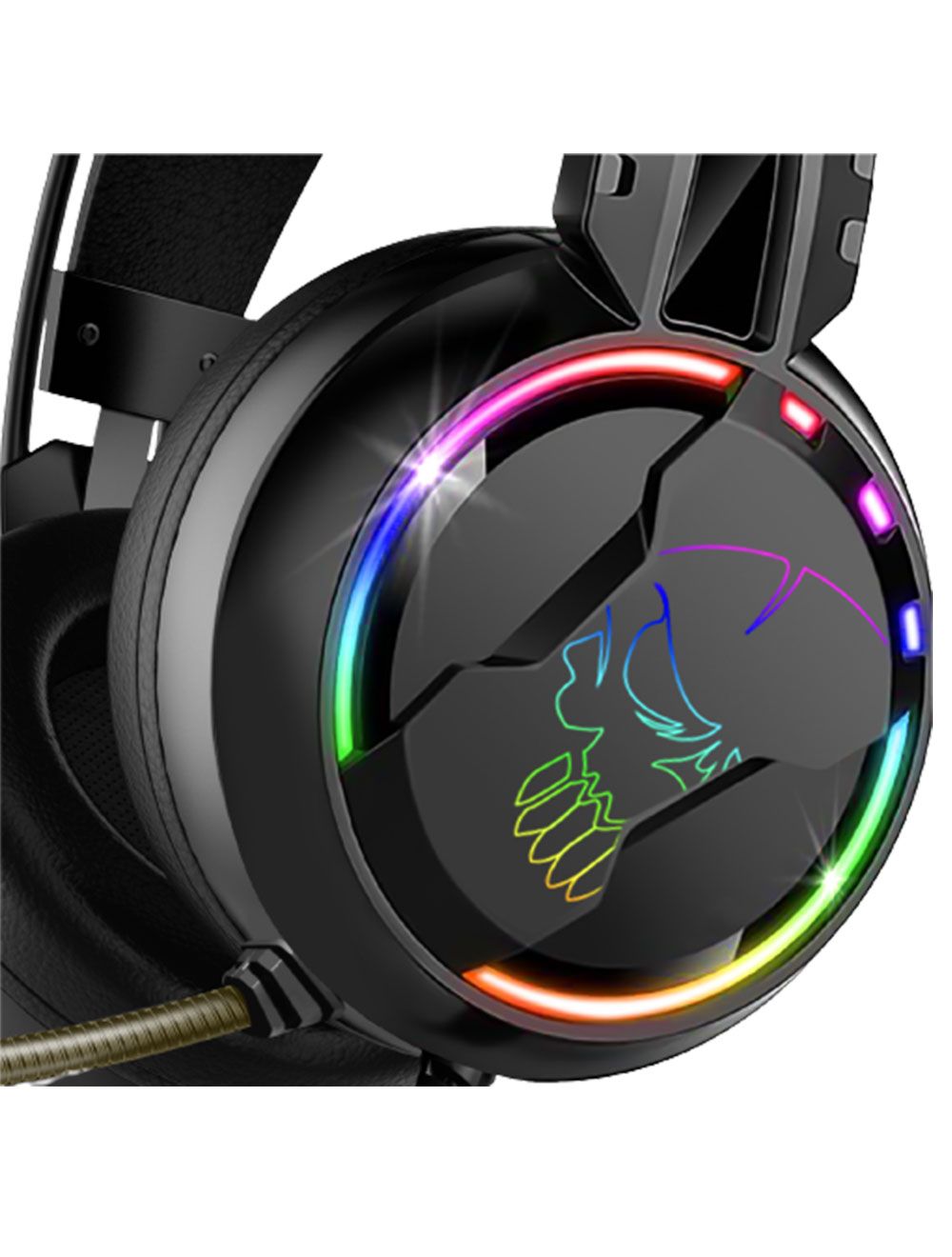 سماعة الألعاب سبيريت أوف جيمر PRO-H7 متعددة المنصات بصوت نقي وإضاءة RGB، Spirit of Gamer PRO-H7 multiplatform headset with clear sound and RGB lighting.