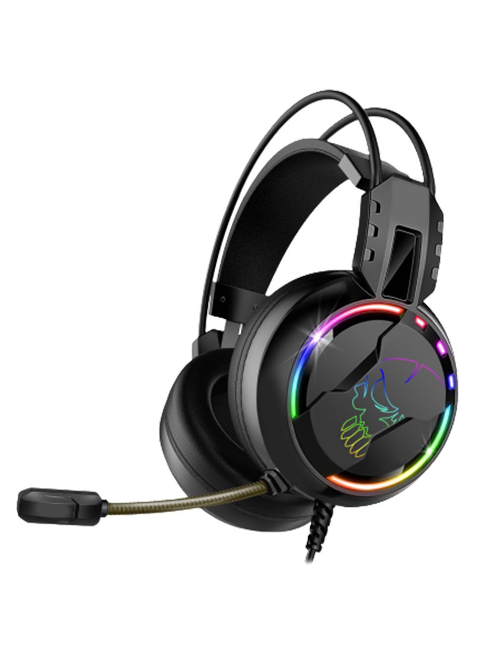 سماعة الألعاب سبيريت أوف جيمر PRO-H7 متعددة المنصات بصوت نقي وإضاءة RGB، Spirit of Gamer PRO-H7 multiplatform headset with clear sound and RGB lighting.