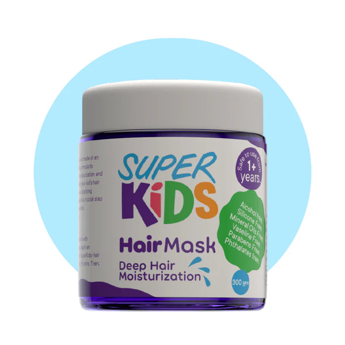 ماسك شعر للأطفال بتركيبة طبيعية يوفر ترطيبًا عميقًا ويغذي الشعر بلطف | Superkids Hair Mask deeply moisturizes and nourishes kids’ hair naturally.