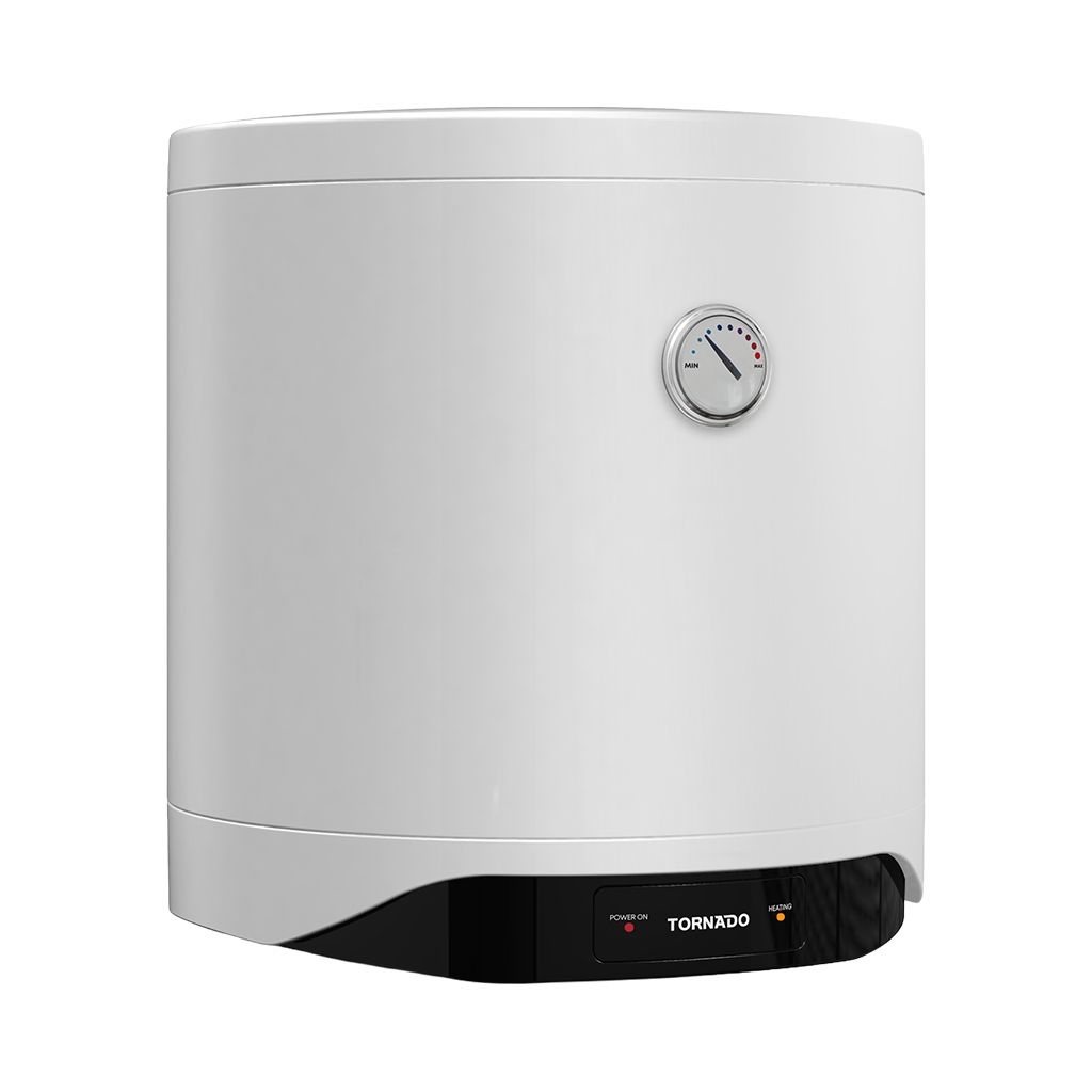 سخان مياه تورنيدو كهرباء 30 لتر بكفاءة طاقة A وضمان 5 سنوات – Tornado 30L Electric Water Heater with safety system and fast heating performance.