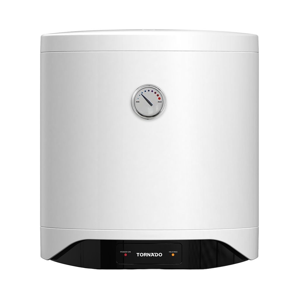 سخان مياه تورنيدو كهرباء 30 لتر بكفاءة طاقة A وضمان 5 سنوات – Tornado 30L Electric Water Heater with safety system and fast heating performance.