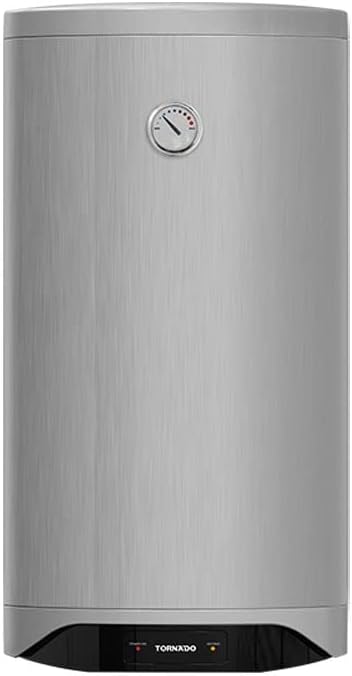 TORNADO Electric Water Heater 80 Liters, Enamel, LED Bulb, Silver: TEEE-80MS