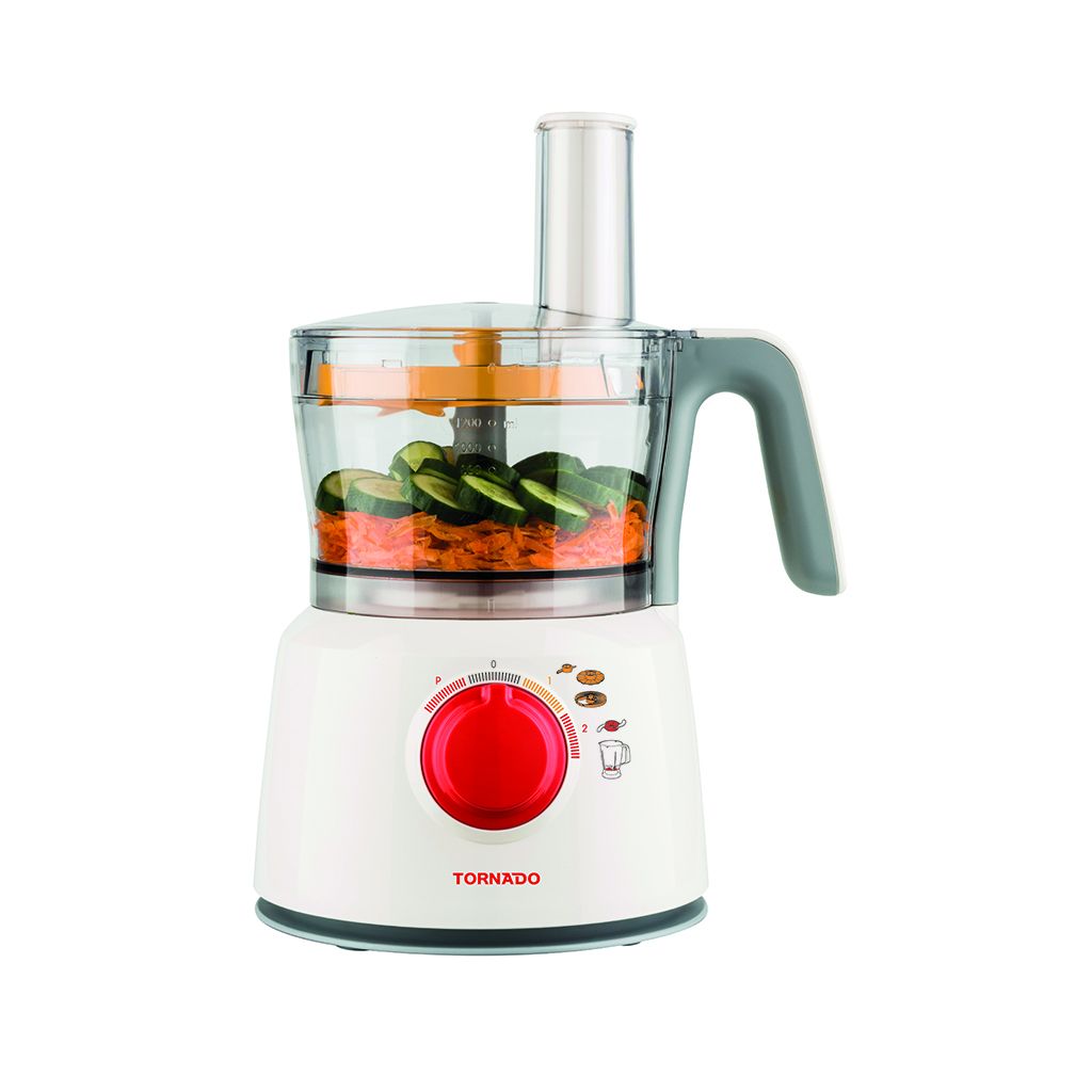 محضرة طعام تورنيدو 1000 وات بوعاء 1.2 لتر ودورق 1 لتر وضمان سنة، Tornado food processor 1000W TFP-1000CC.