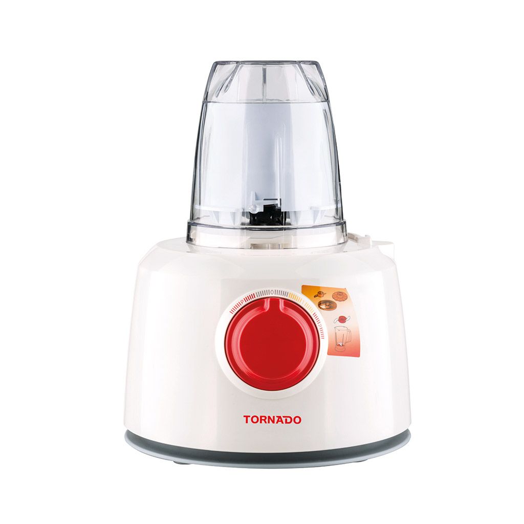 محضرة طعام تورنيدو 1000 وات بوعاء 1.2 لتر ودورق 1 لتر وضمان سنة، Tornado food processor 1000W TFP-1000CC.