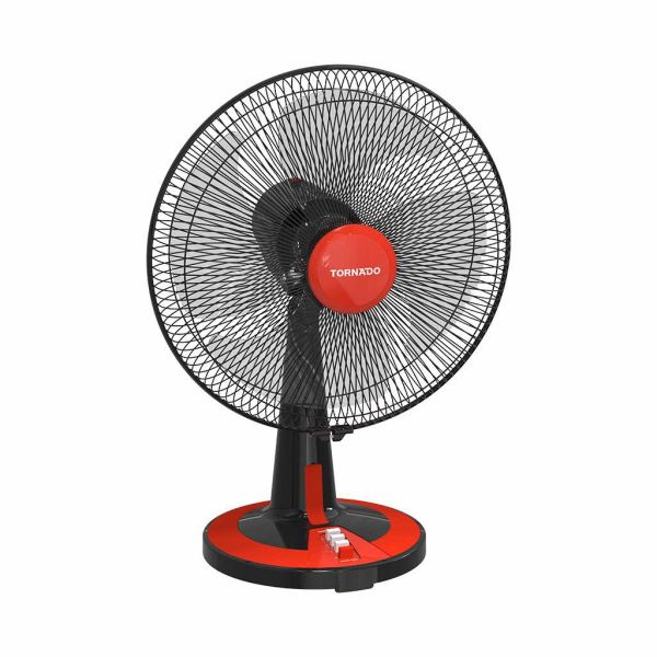 مروحة مكتب تورنيدو 16 بوصة أسود × أحمر TDF16 عملية بتصميم أنيق، 3 سرعات وضمان 5 سنوات – Tornado Desk Fan 16 inch Black × Red TDF16 with 3 speeds.