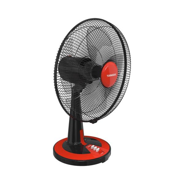 مروحة مكتب تورنيدو 16 بوصة أسود × أحمر TDF16 عملية بتصميم أنيق، 3 سرعات وضمان 5 سنوات – Tornado Desk Fan 16 inch Black × Red TDF16 with 3 speeds.