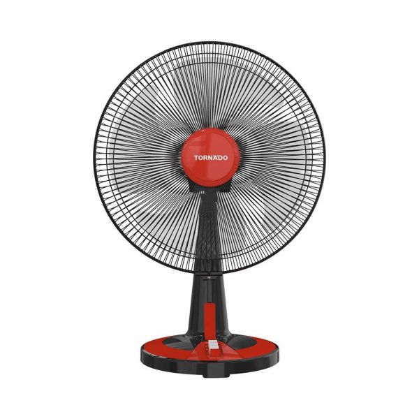 مروحة مكتب تورنيدو 16 بوصة أسود × أحمر TDF16 عملية بتصميم أنيق، 3 سرعات وضمان 5 سنوات – Tornado Desk Fan 16 inch Black × Red TDF16 with 3 speeds.