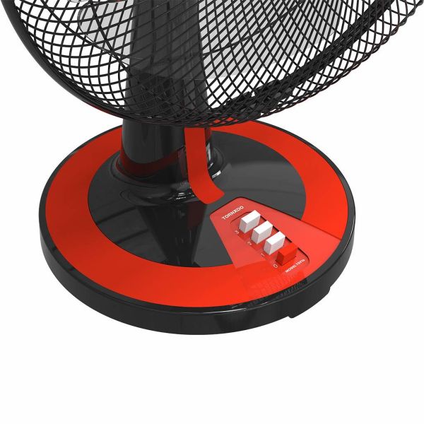 مروحة مكتب تورنيدو 16 بوصة أسود × أحمر TDF16 عملية بتصميم أنيق، 3 سرعات وضمان 5 سنوات – Tornado Desk Fan 16 inch Black × Red TDF16 with 3 speeds.