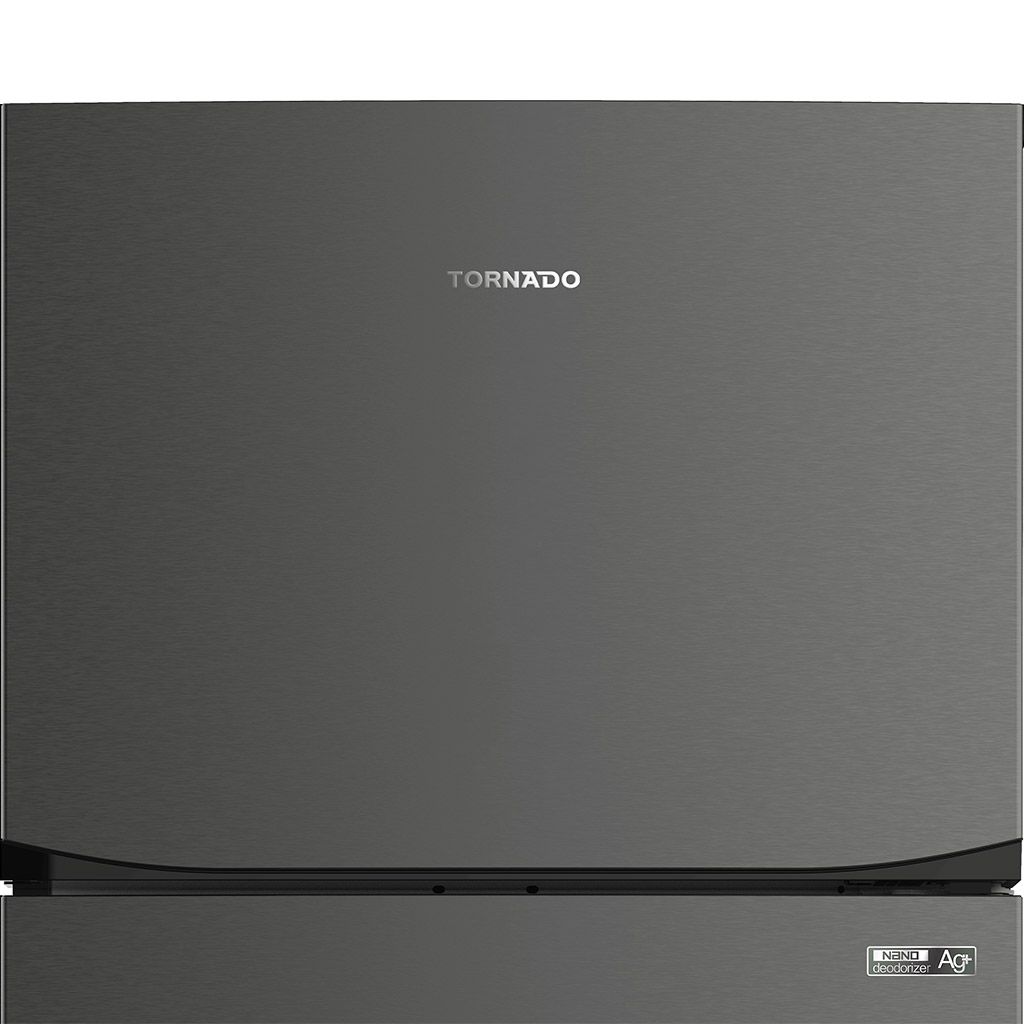 ثلاجة تورنيدو نوفروست 396 لتر بتقنيات Hybrid Cooling وAg+، تبريد قوي وكفاءة عالية. Tornado 396L refrigerator with fast cooling and odor filter.