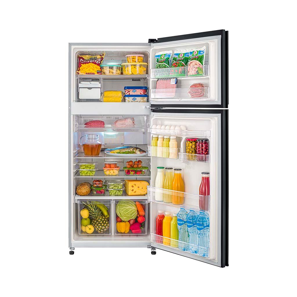 ثلاجة تورنيدو نوفروست 450 لتر بتبريد Hybrid وNano Deodorizer. Tornado 450L NoFrost refrigerator with hybrid cooling and digital control.