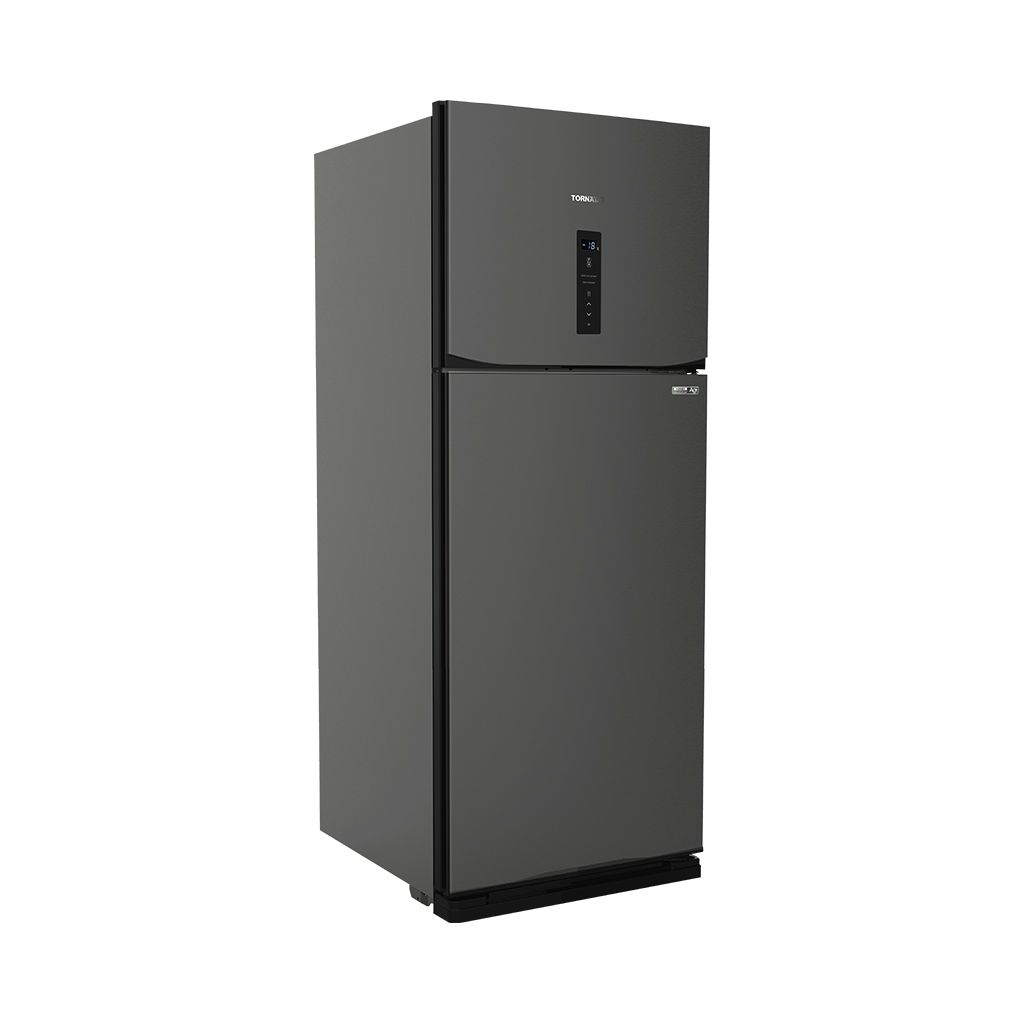 ثلاجة تورنيدو نوفروست 450 لتر بتبريد Hybrid وNano Deodorizer. Tornado 450L NoFrost refrigerator with hybrid cooling and digital control.