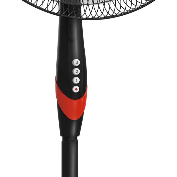 مروحه عمود تورنيدو 18 بوصة أسود × أحمر 4 ريشة بلاستيك – 3 سرعات وكفاءة طاقة عالية، ضمان 5 سنوات، توصيل سريع – Tornado Stand Fan 18 Inch Black Red.