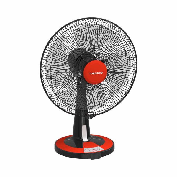 مروحة مكتب تورنيدو 16 بوصة TDF16D أسود × أحمر مع مؤقت 8 ساعات ولمسة عصرية – Tornado desk fan 16 inch with timer & night light.