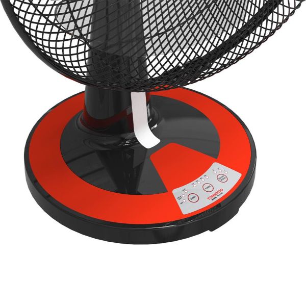 مروحة مكتب تورنيدو 16 بوصة TDF16D أسود × أحمر مع مؤقت 8 ساعات ولمسة عصرية – Tornado desk fan 16 inch with timer & night light.