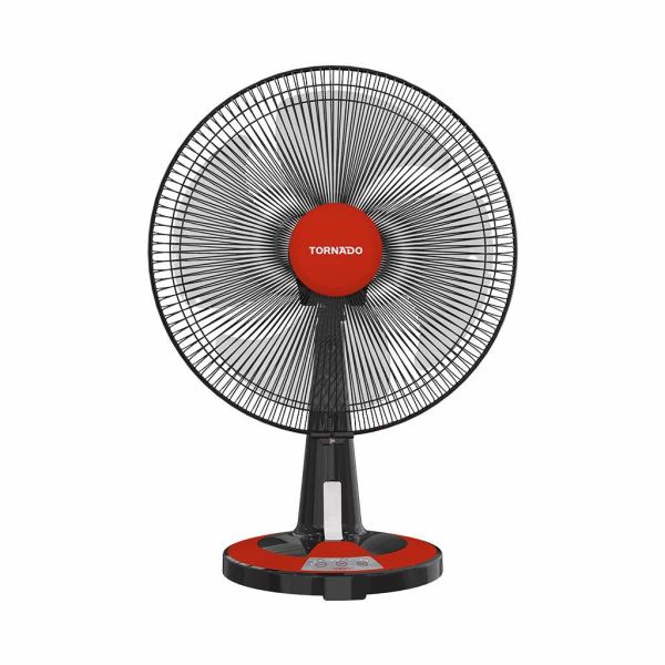 مروحة مكتب تورنيدو 16 بوصة TDF16D أسود × أحمر مع مؤقت 8 ساعات ولمسة عصرية – Tornado desk fan 16 inch with timer & night light.