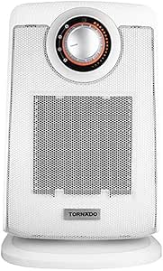 دفاية تورنيدو سيراميك 2000 وات، آمنة وفعالة لتدفئة منزلك، Ceramic Heater Tornado 2000W with thermostat, overheat protection, white.