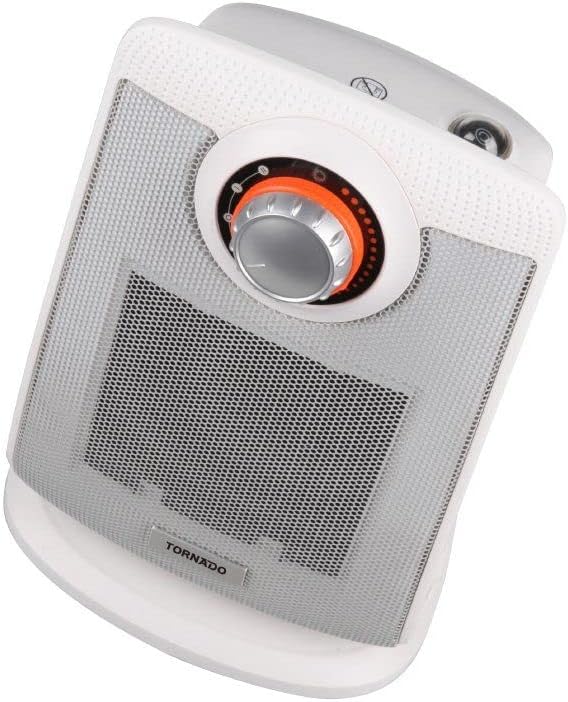 دفاية تورنيدو سيراميك 2000 وات، آمنة وفعالة لتدفئة منزلك، Ceramic Heater Tornado 2000W with thermostat, overheat protection, white.