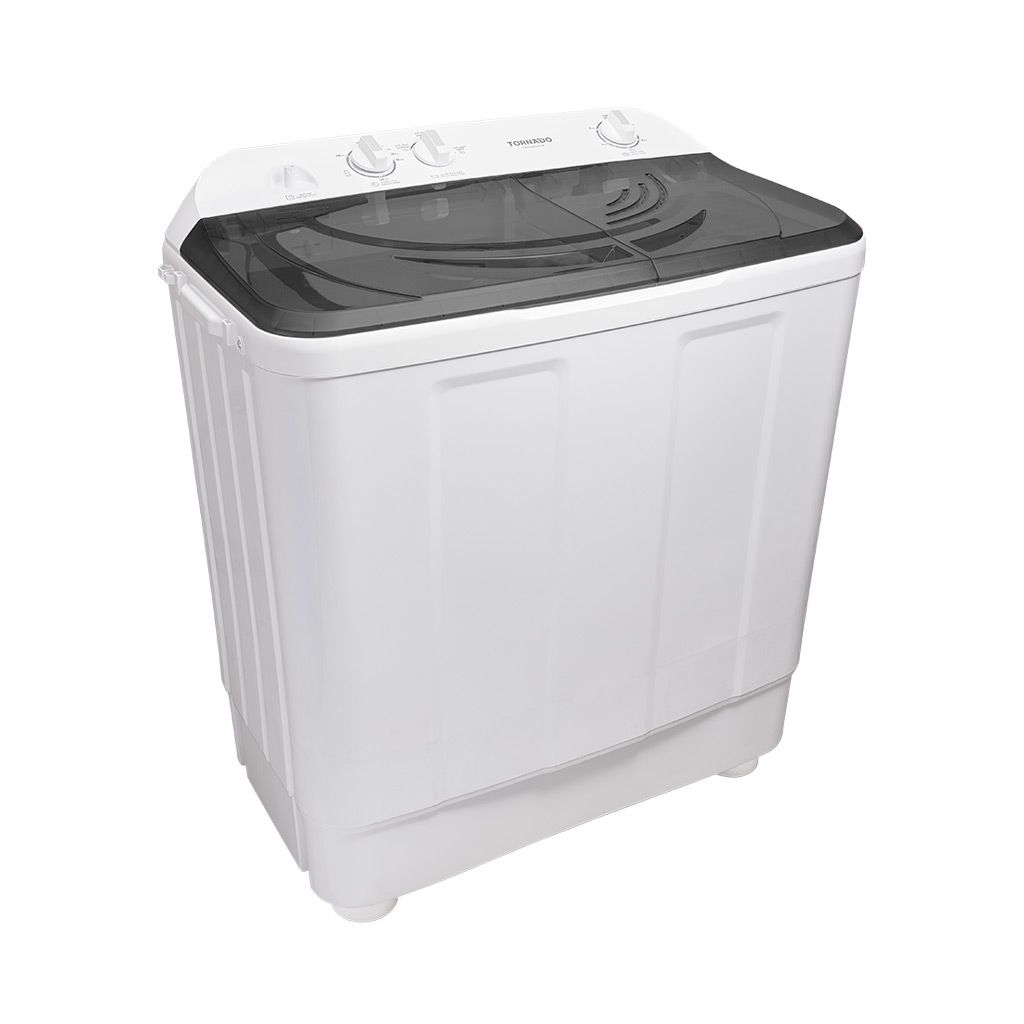 غسالة تورنيدو نصف أوتوماتيك 10 كجم، حوضان، 1200 لفة، تصميم أنيق وضمان 5 سنوات.
Tornado semi-automatic washer 10kg, dual tubs, 1200rpm, stylish & durable with 5-year warranty.