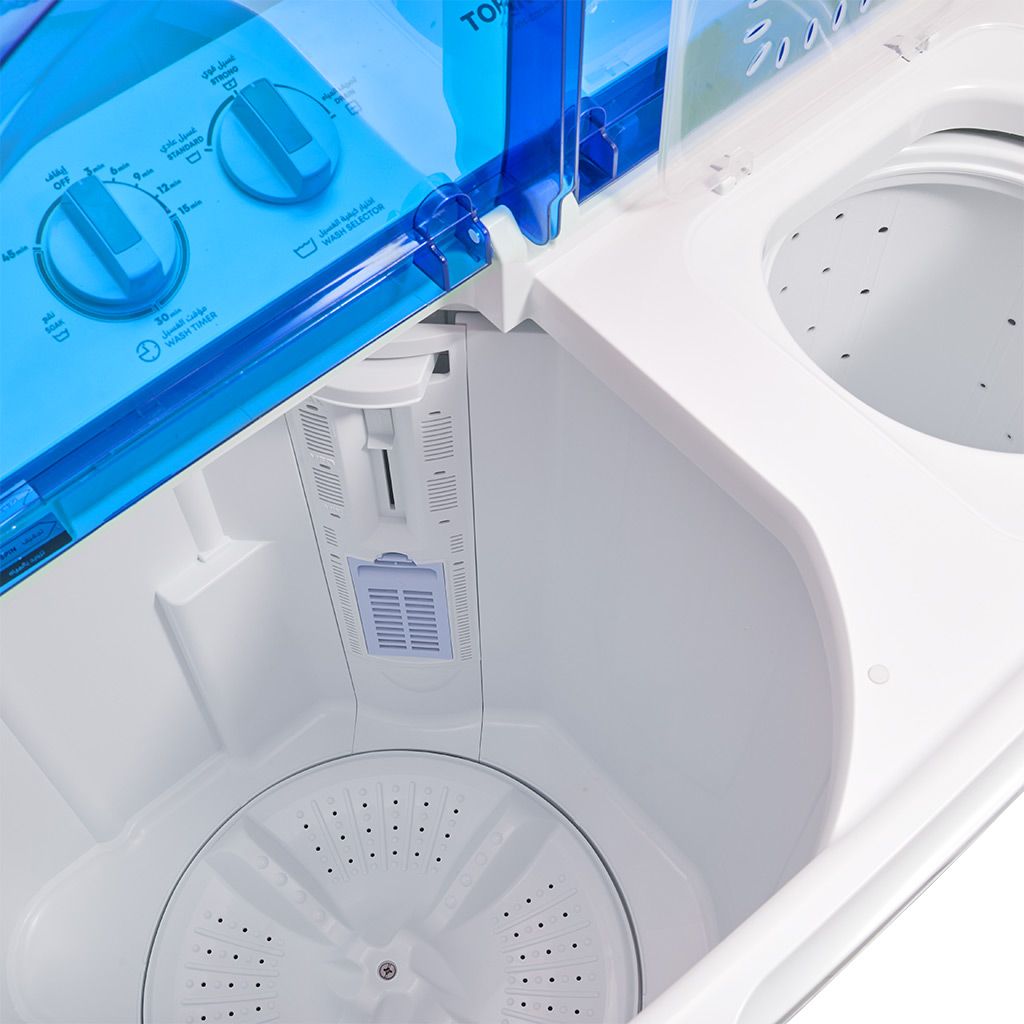 غسالة تورنيدو نصف أوتوماتيك 10 كجم، حوضان، 1200 لفة، تصميم أنيق وضمان 5 سنوات.
Tornado semi-automatic washer 10kg, dual tubs, 1200rpm, stylish & durable with 5-year warranty.