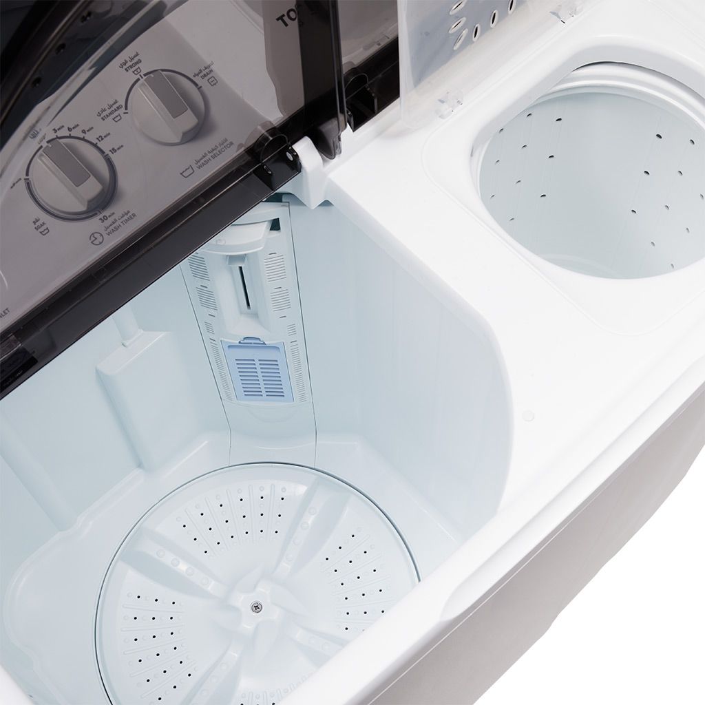 غسالة تورنيدو نصف أوتوماتيك 10 كجم، حوضان، 1200 لفة، تصميم أنيق وضمان 5 سنوات.
Tornado semi-automatic washer 10kg, dual tubs, 1200rpm, stylish & durable with 5-year warranty.