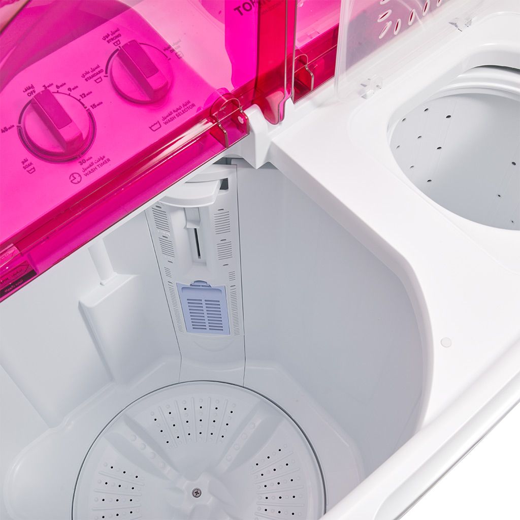 غسالة تورنيدو العربي نصف أوتوماتيك 12 كجم بألوان متنوعة، حوضين للغسيل والتجفيف، 1200 RPM، تصميم متين، ضمان 5 سنوات، وتوصيل سريع.