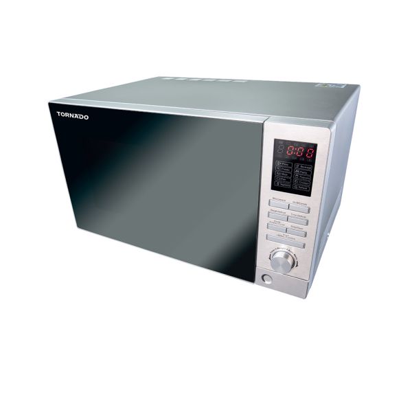 ميكروويف تورنيدو 25 لتر شواية 900 واط، 10 قوائم، تحكم ديجيتال وضمان سنة | Tornado 25L grill microwave 900W, 10 auto menus, digital control & 1yr warranty.