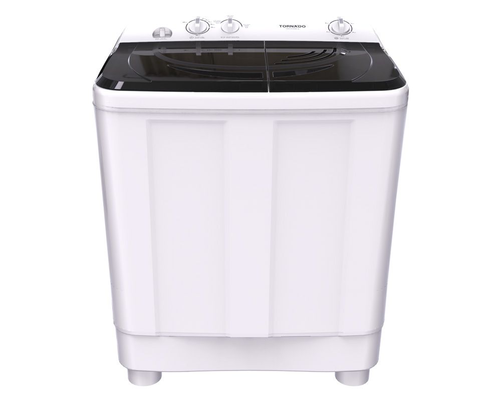 TORNADO Washing Machine Half Automatic 7 Kg, 2 Motors, White x Black TWH-Z07DNE-W(BK)