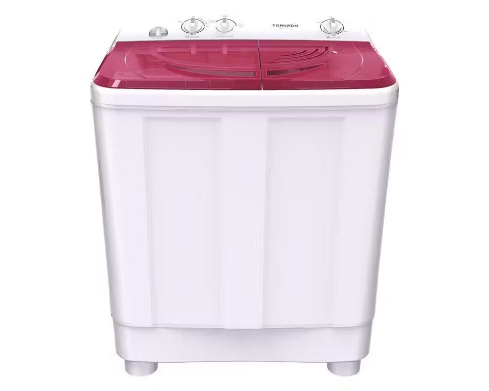 TORNADO Washing Machine Half Automatic 12 Kg, 2 Motors, White x Red TWH-Z12DNE-W(RD)