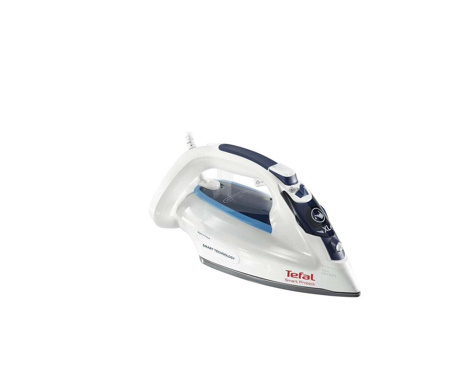 مكواة بخار تيفال سمارت بروتكت 2600 وات توفر حماية كاملة لجميع الأقمشة مع بخار قوي وانزلاق سلس، smart steam iron for effortless ironing.