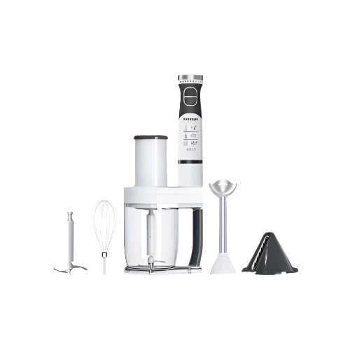 هاند بلندر تورنيدو 600 وات أبيض HB-600WBT مع ملحقات متعددة وضمان سنة – Tornado hand blender 600W white with chopper & whisk, 1-year warranty.