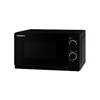 ميكروويف تورنيدو 20 لتر 700 وات أسود مع تحكم يدوي و5 مستويات طاقة، ضمان سنة وتوصيل سريع | Tornado Microwave 20L for daily cooking needs.