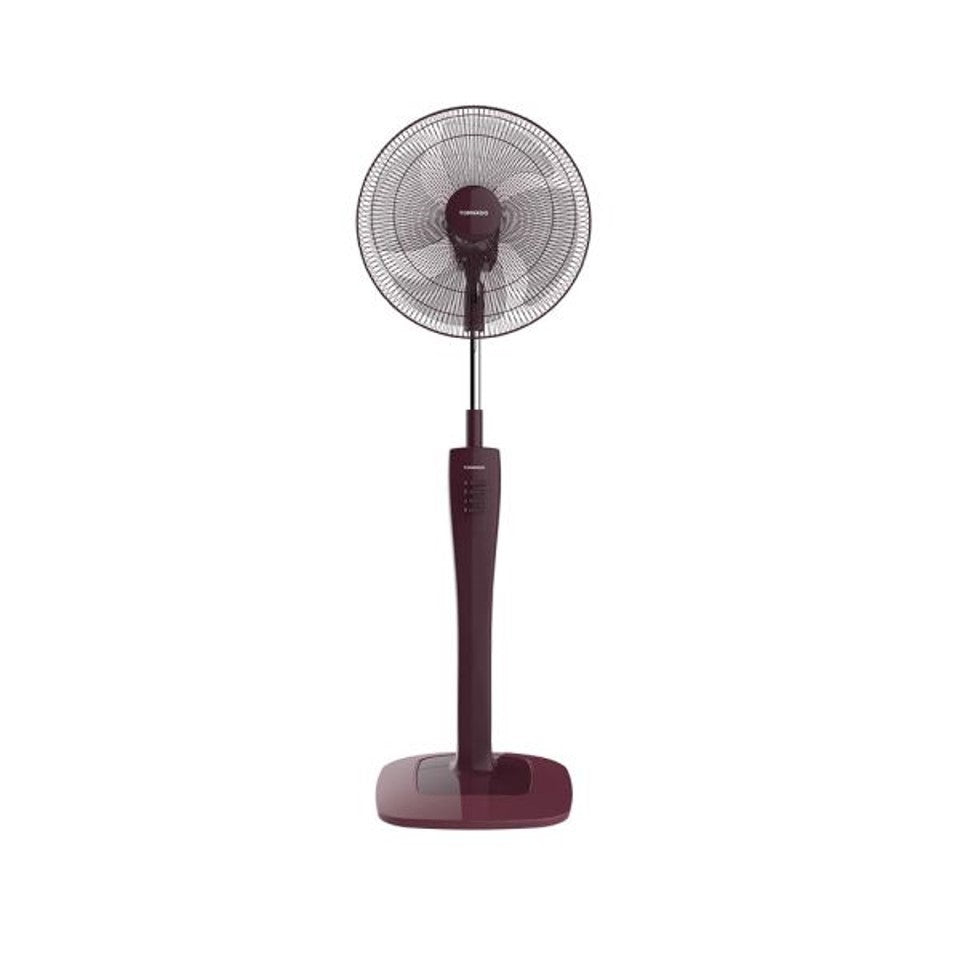 مروحة استاند تورنيدو 16 بوصة رمادي TSF-74G بكفاءة طاقة عالية وضمان 5 سنوات، Tornado stand fan 16 inch grey with 3 speeds and modern design.