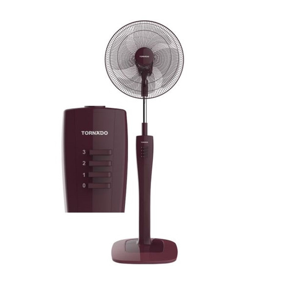 مروحة استاند تورنيدو 16 بوصة رمادي TSF-74G بكفاءة طاقة عالية وضمان 5 سنوات، Tornado stand fan 16 inch grey with 3 speeds and modern design.