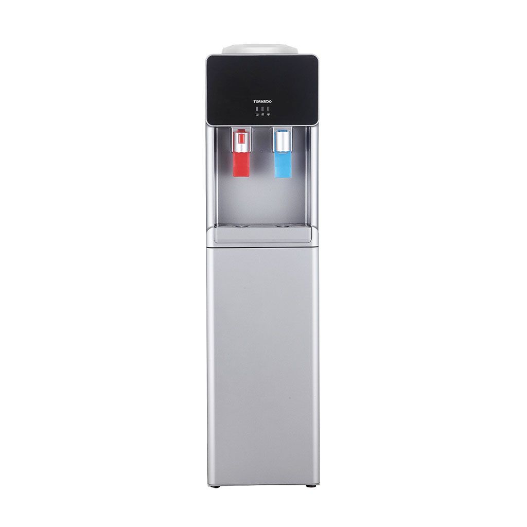 مبرد مياه تورنيدو ساخن وبارد ، 2 حنفية، فضي، تحميل علوي – Tornado water dispenser hot & cold, 2 taps, silver.