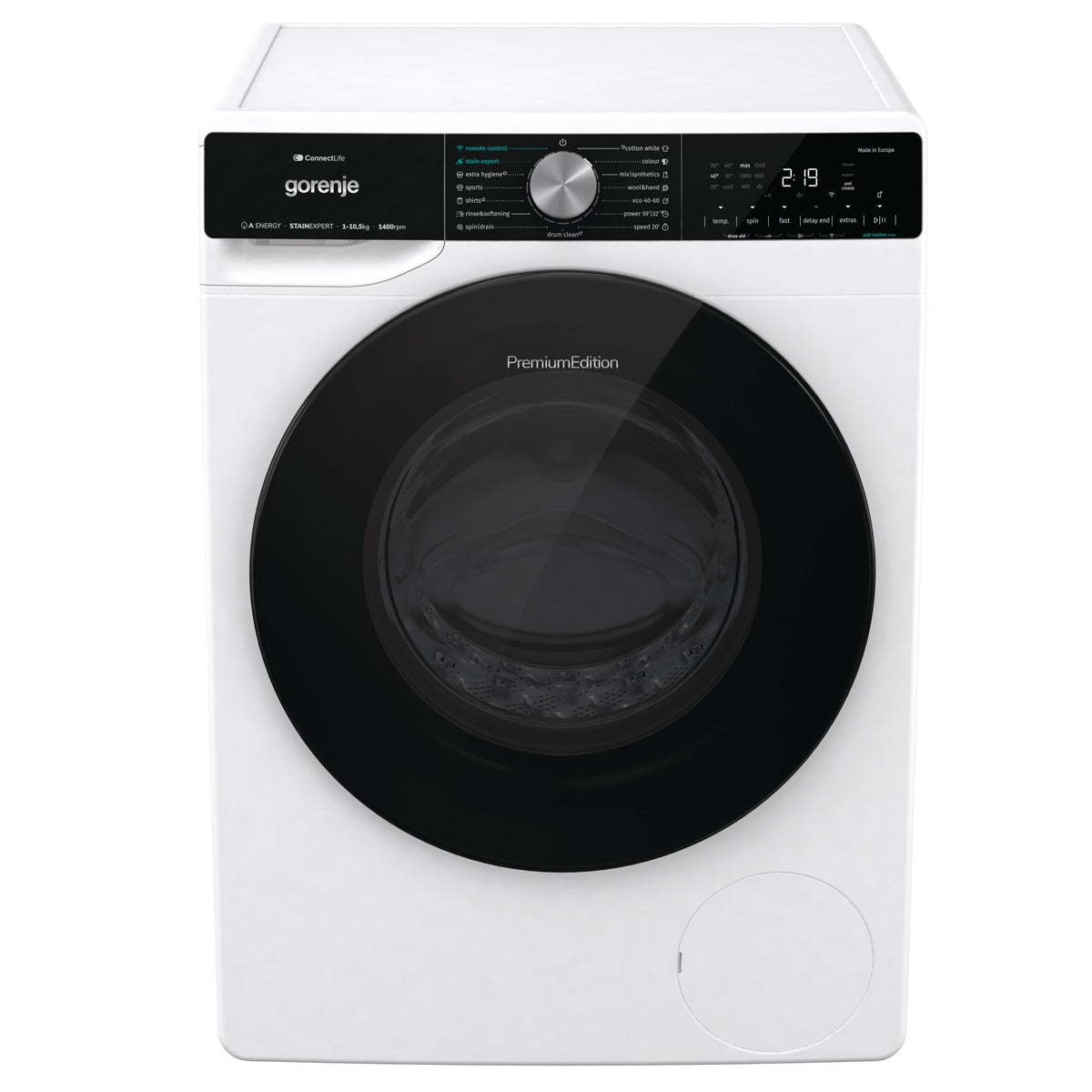 اشتري buy laundry machine جورنجي WNS1X4ARTWIFI بسعة 10.5 كجم، 1400 دورة، إنفرتر، واي فاي، SteamTech | Smart Gorenje 10.5KG laundry machine WiFi.