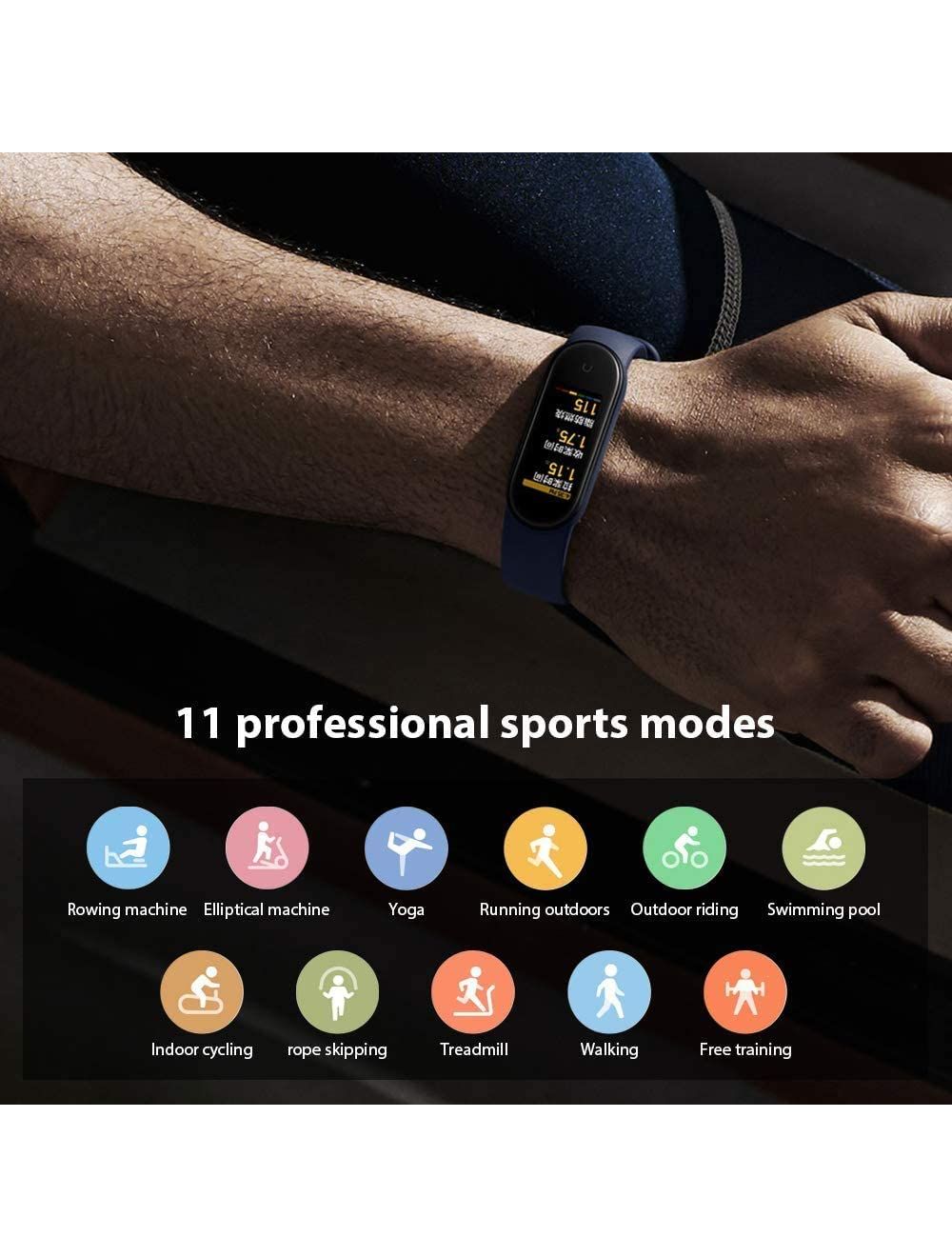 شاومي MI سمارت باند 5 - أسود مع شاشة AMOLED وتتبع صحي و11 وضعًا رياضيًا وضمان عام | Xiaomi MI Smart Band 5 - Black with AMOLED screen & health tracking