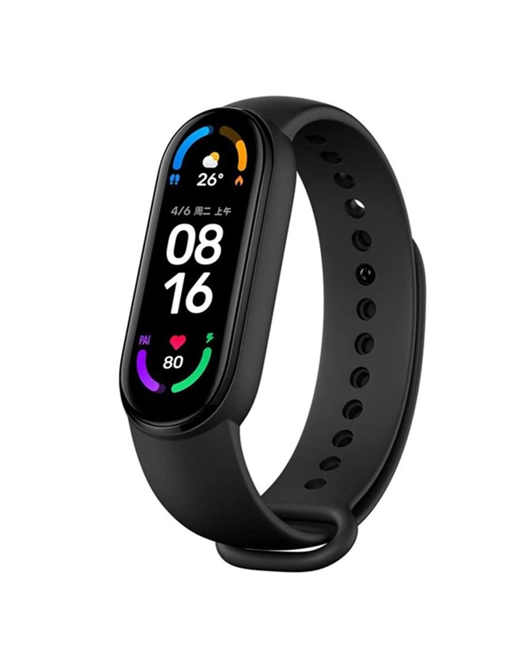 شاومى باند 6 - أسود ساعة ذكية تدعم مراقبة الصحة و30 وضعًا رياضيًا، Xiaomi Mi Band 6 Black offers smart fitness tracking & 14-day battery life.