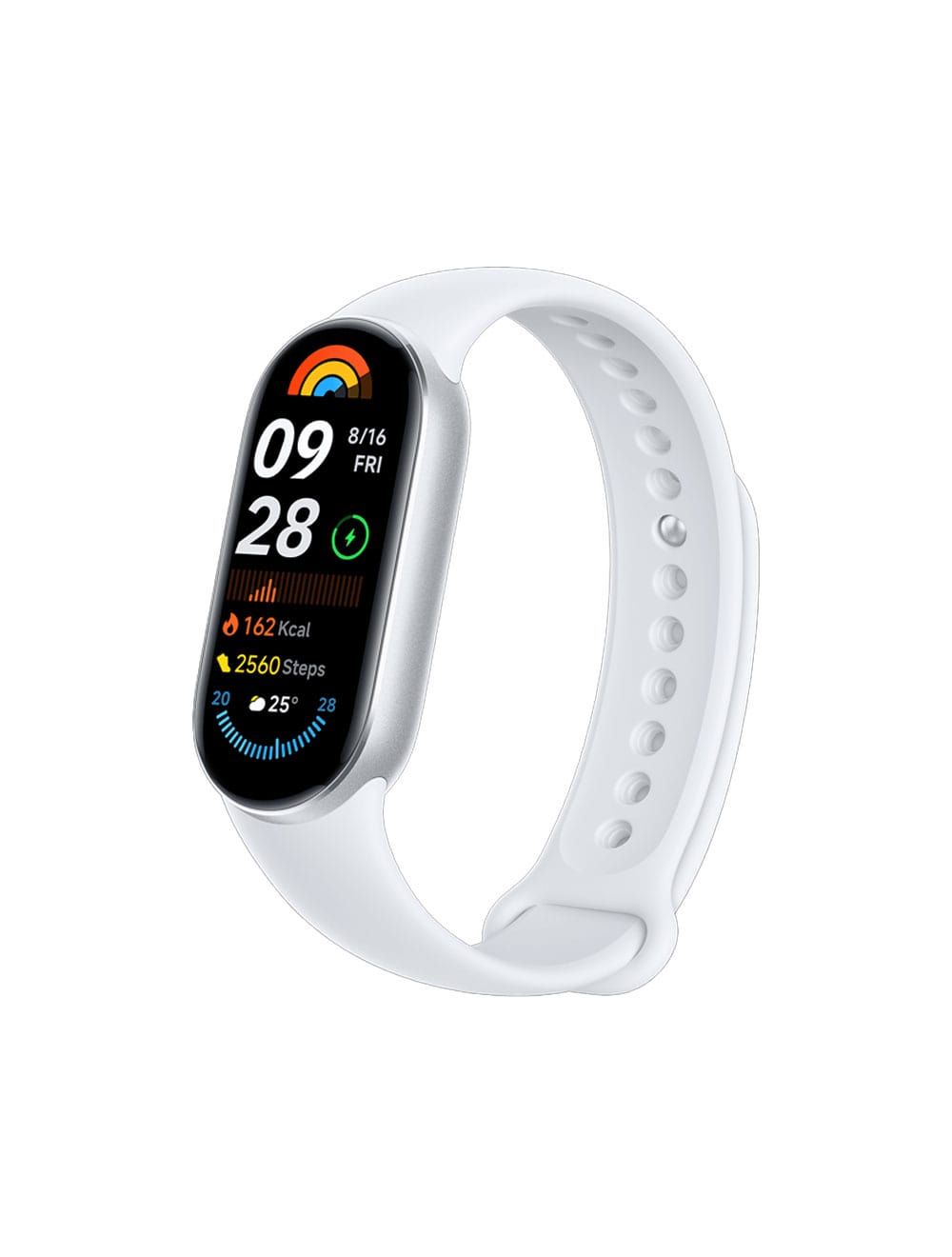 شاومى باند ذكي 9 - فضي بشاشة ساطعة وبطارية 21 يوم ووظائف صحية و150 وضع رياضي - Xiaomi Smart Band 9 Silver with AMOLED screen, 21-day battery & health tracking.